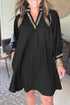 Contrast Trim V Neck Bracelet Sleeve Shift Mini Dress